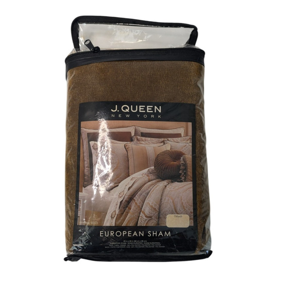 J. Queen New York Gianna Gold Euro Sham New 26 x 26 Embroidered Trim Chenille - Picture 3 of 6